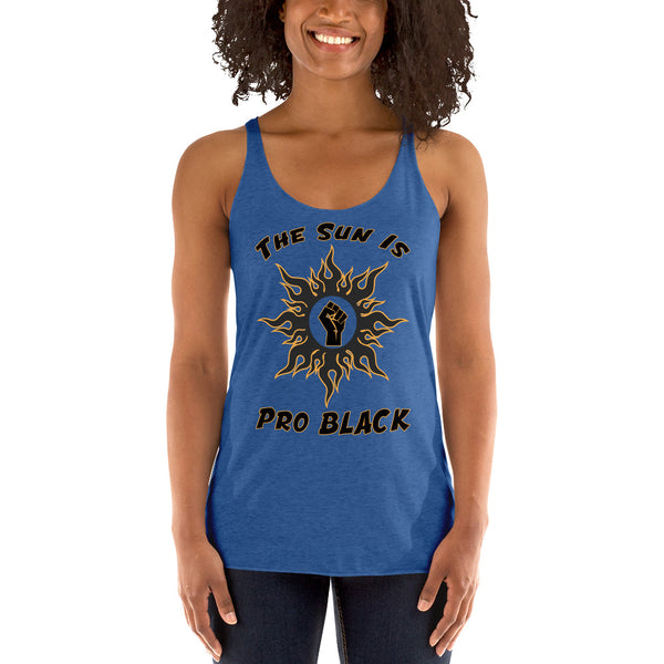 Sun Pro Black Women's Racerback Tank - repcpt.com