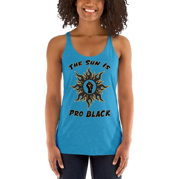 Sun Pro Black Women's Racerback Tank - repcpt.com