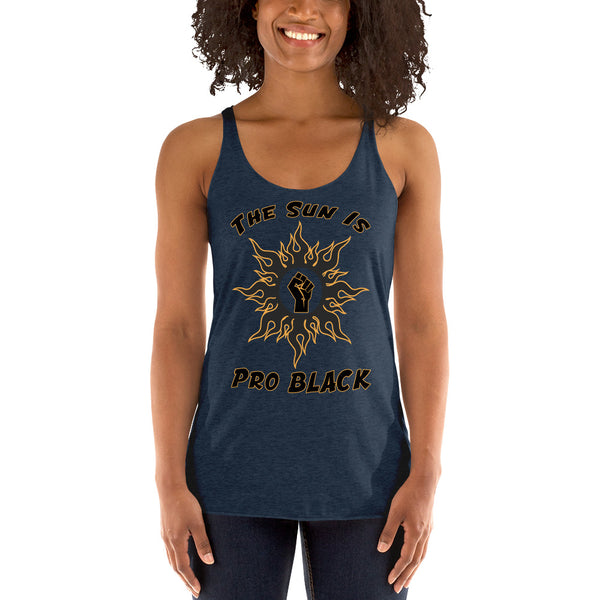 Sun Pro Black Women's Racerback Tank - repcpt.com