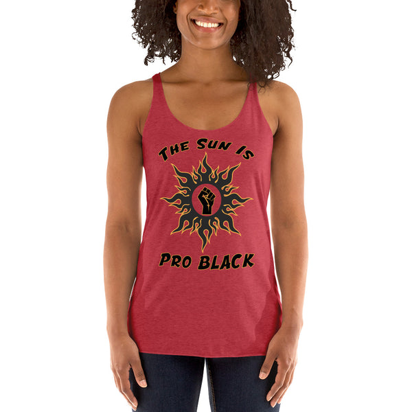 Sun Pro Black Women's Racerback Tank - repcpt.com