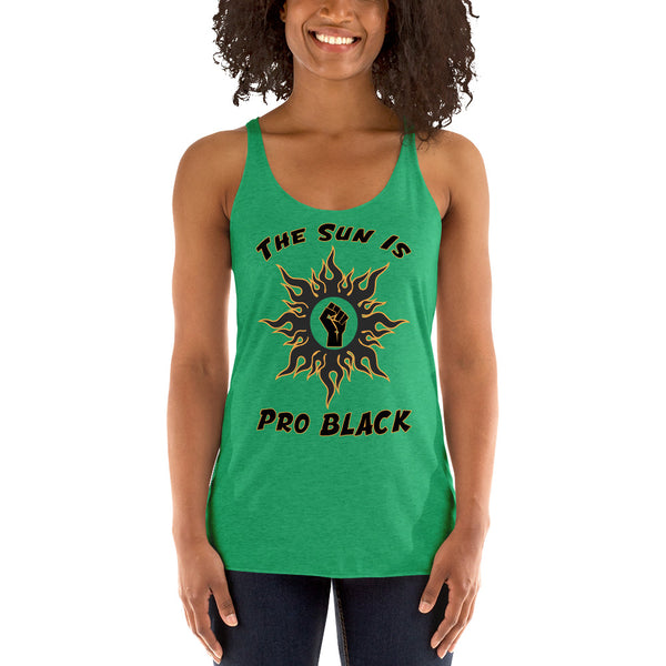 Sun Pro Black Women's Racerback Tank - repcpt.com