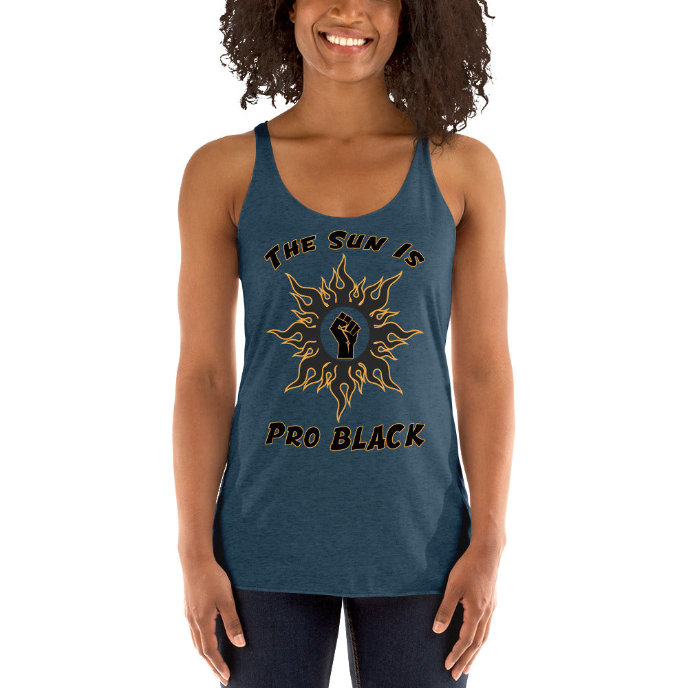 Sun Pro Black Women's Racerback Tank - repcpt.com