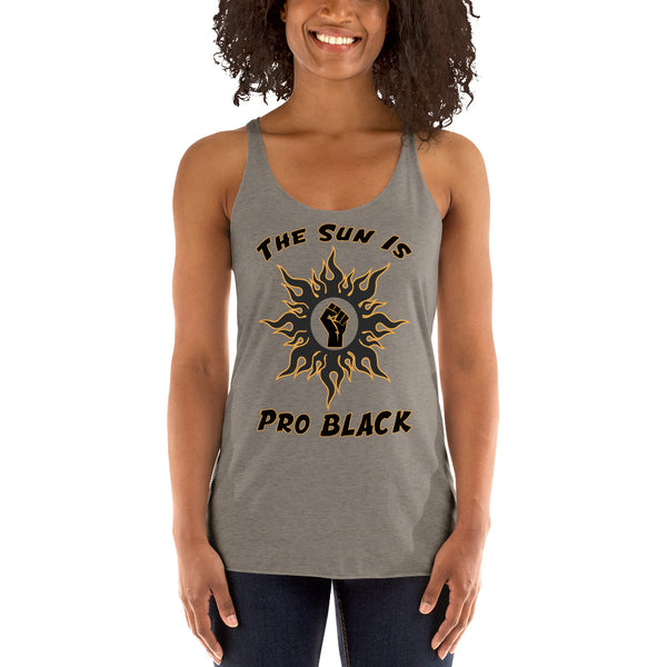 Sun Pro Black Women's Racerback Tank - repcpt.com